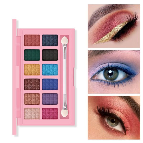 

12 colors eyeshadow palette long lasting eye shadow smoky multi reflective shimmer matte glitter pressed pearls eye shadow palet