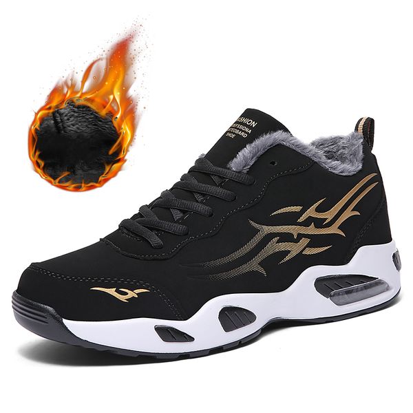 

warm plush winter sneakers for men vulcanized shoes autumn women ankle bota basket femme causal work safety shoes, Black
