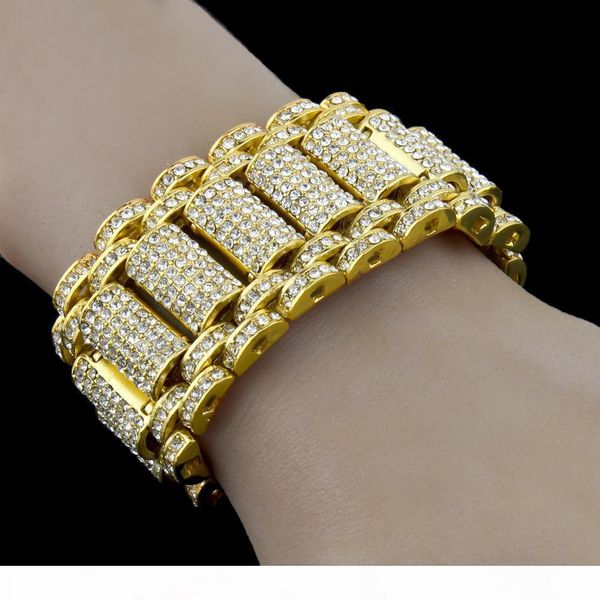 

hip hop rock стиль имитация алмазный iced out bling bling браслеты для мужчин и женщин bling chain hiphop браслет, Golden;silver