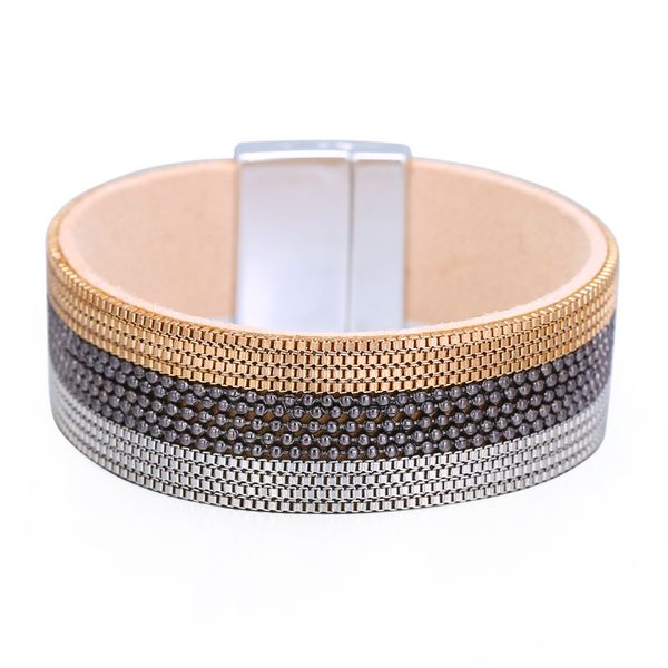 

fashion multilayer leather bracelet bangle for woman vintage charm bracelets pulseira dropship new jewelry gift, Golden;silver