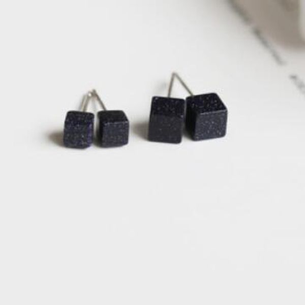 

jewelry s925 sterling silver earrings for women fourquare black stud earrings fashion of shipping, Golden;silver