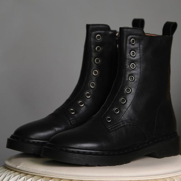 

женские натуральной кожи осенние квартиры ботильоны боковые молнии теплый плюшевый зимой короткие пинетки мягкие удобные ботинки высокого ка, Black