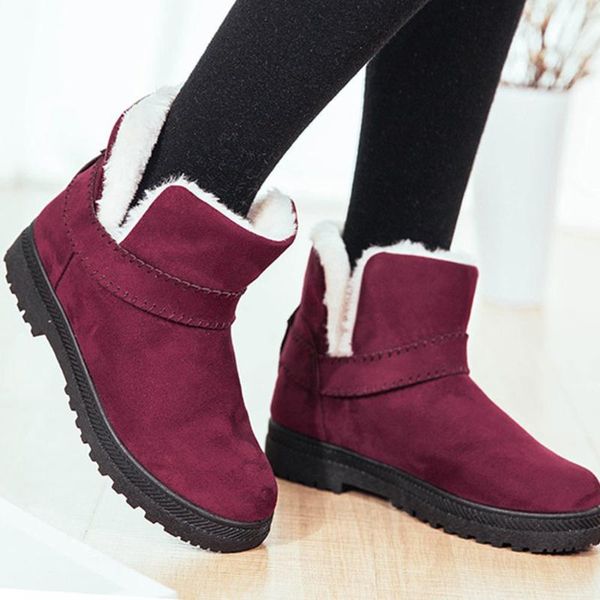 

boots fashion ladies snow 2021 xl 35-44 winter casual cotton ankle flat short, Black