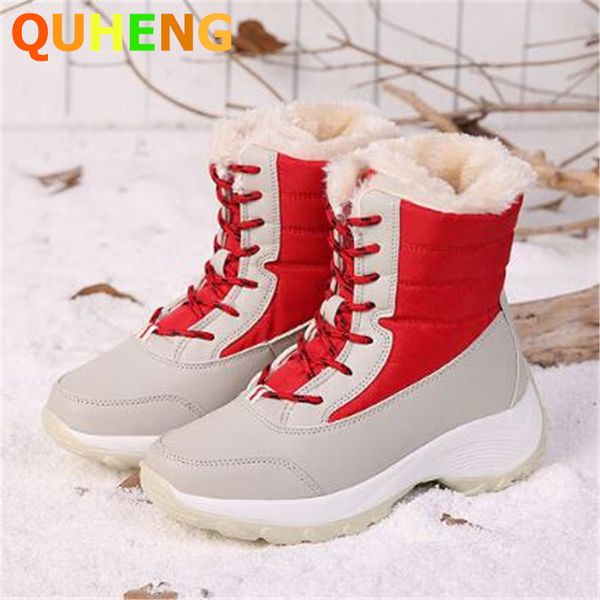 

boots snow women 2021 winter plus plush warm waterproof non-slip cotton shoes platform large size 42 outdoor women's mujer, Black