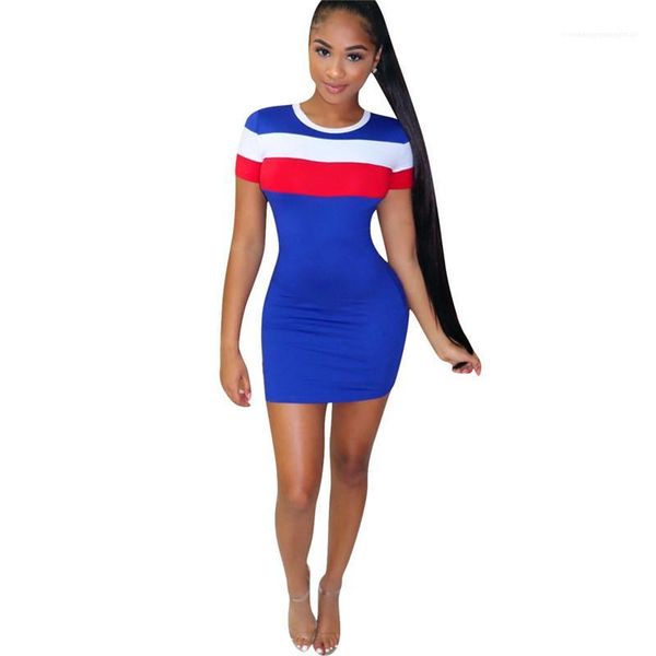 

women crew neck short sleeve striped dresses casual ladies holidays panelled dresses summer female dress, Black;gray