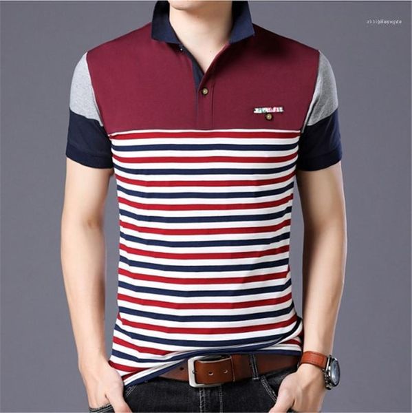 

fashion turn down collar mens mens designer striped patchwork polos casual short sleeve tees slim contrast color, White;black