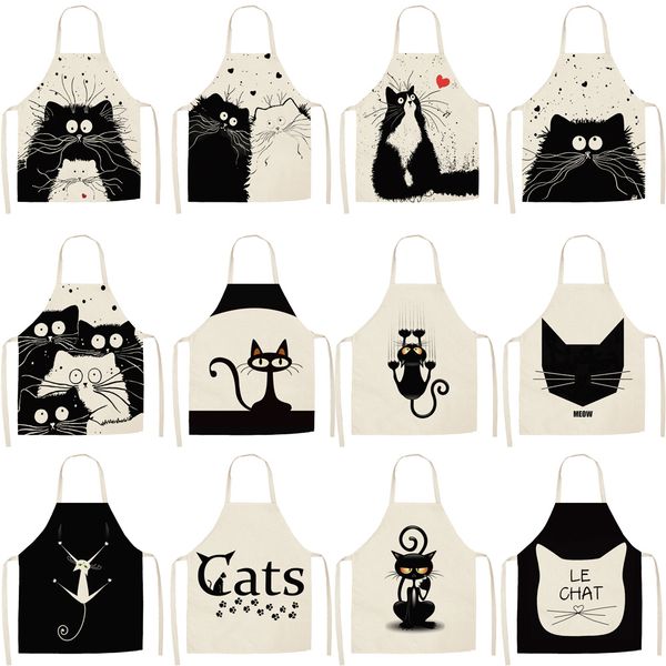 

designer kid sleeveless pinafore cat printing cute cartoon apron home textiles housewear aprons fashion 2020( 47*38cm