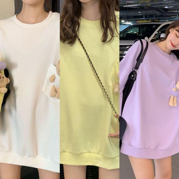 

рыбья чешуя clothpocket медведя женщины свободной корейского стиль средней длина весной и осени осень свитера свитер одежда тонкие ленивые ж, Black