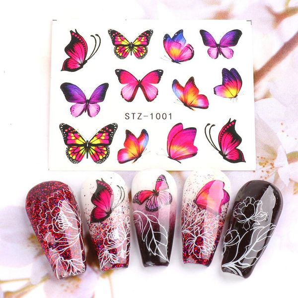 

30pcs butterfly nail decals nail art water stickers flowers nail transfer foils sliders designs manicure decor9790565, Black