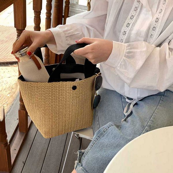 

dihope handmade handbags summer weaving ladies straw bag women simple wrapped beach bag rattan kintted travel totes