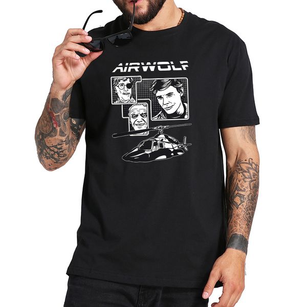 

airwolf t shirt retro tv programme poster helicopter drama show chopper tshirt cool casual eu size 100% cotton