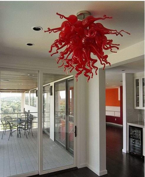 

100% Mouth Blown Borosilicate Murano Glass Chandelier Dale Chihuly Art Red Chihuly Style Pendant Lamps Living Room