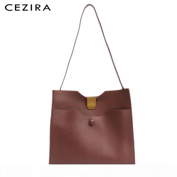 

cezira women's fashion vegan leather shoudler bag briefcase handbag design button large pocket ladies crossbody&messenger