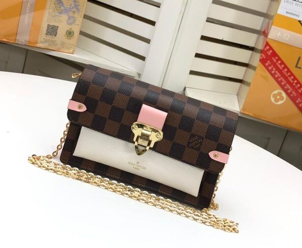 

2020 new fashion lattice handbag flip chain women leather handbag women shoulder messenger bag fashion women bag n60221 vavin, Blue;gray