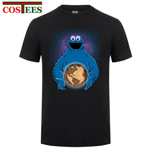 

t-shirt men boy short sleeve o neck cotton cookie world cookie monster family brand clothing sesame street men tshirt