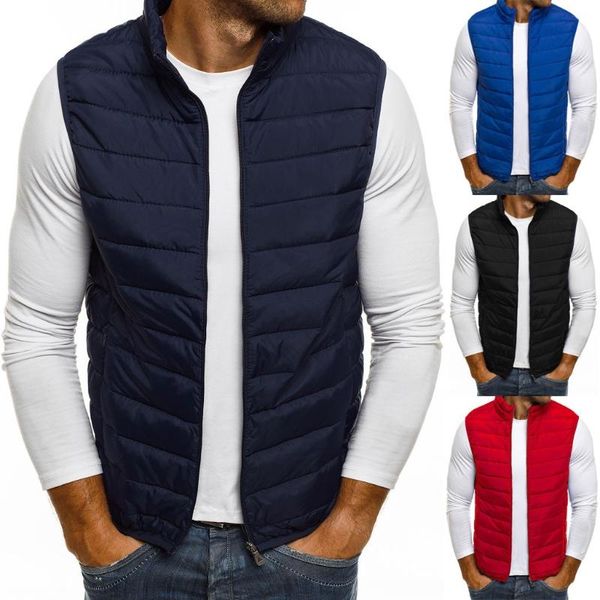 

men's vests autumn winter zipper fashion pure color waistcoat vest coat drop independent station size selling supplier, Black;white