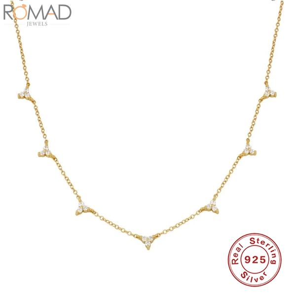 

925 sterling silver necklaces for women triangle petal zircon clavicle chain leaves leaf jewelry necklace pendientesÂ collares