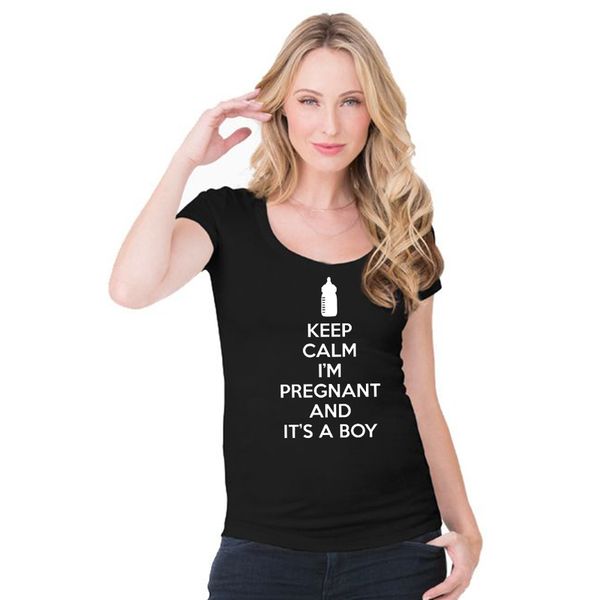 

crazy dog t-shirts maternity keep calm im pregnant and its a boy shirt funny pregnancy announcement summer plus size tee, White