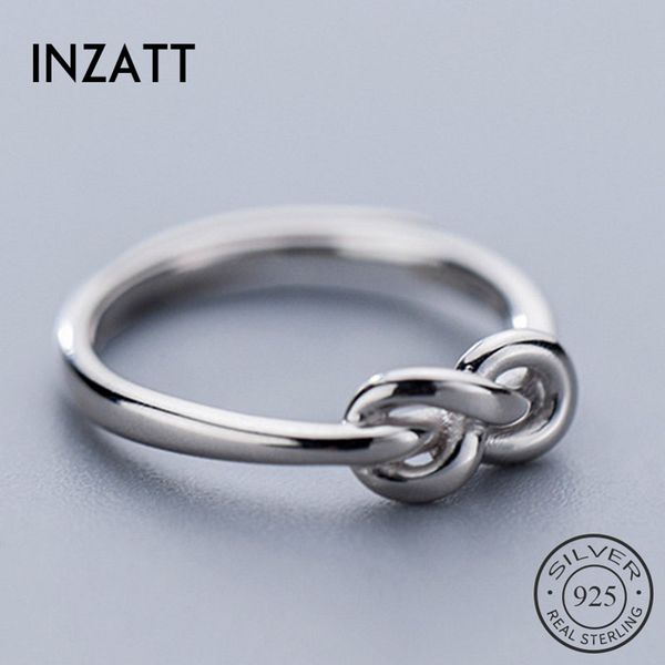 

inzareal 925 sterling silver geometric knot opening ring for women party vintage fine jewelry minimalist accessories 2020, Golden;silver