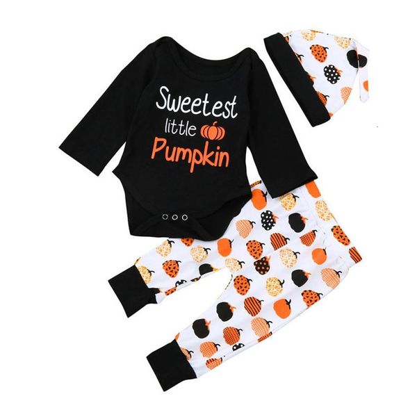 

black colors new halloween newborn kids baby girls boys outfits clothes romper +pants+hat set drop shipped st27, White