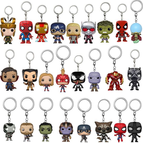 

superhero tree man raccoon beauty team dr. spider iron man venom keychain accessories wholesale key ring, Slivery;golden