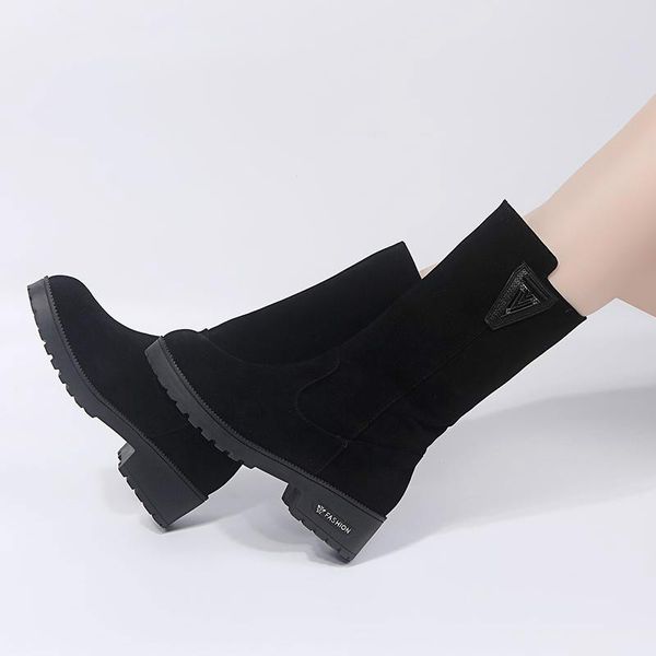

сапоги осень и зима британский ветер boots локомотив short knight xl 51 52 53 extra large размер женская обувь, Black