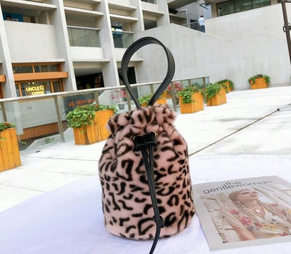 

[BXX] Faux Fur Leopard Crossbody Bucket Bags For Women 2019 Winter Shoulder Messenger Bag Lady Warm Handbags02