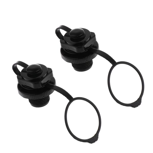 

2 pieces air valve caps screw valve for fishing boats inflatable boat raft airbed outdoor - black