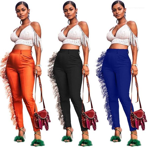 

color printed mid wasit tassel sweet style pants fashion female clothing womens designer pencil pants solid, Black;white