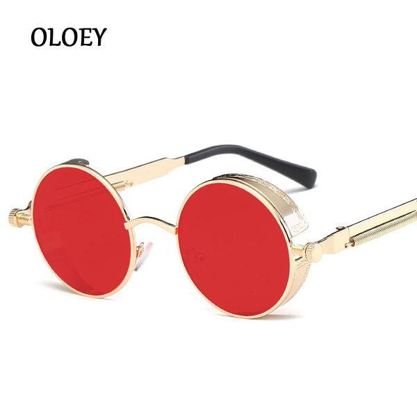 

metal round steampunk women sunglasses men fashion glasses brand designer retro frame vintage sun glasses uv400 gafas sol mujer, White;black