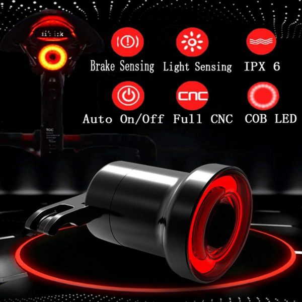 

1pcs bicycle rear light auto start sbrake detection waterproof smart brake light usb rechargeable led bicycle taillight