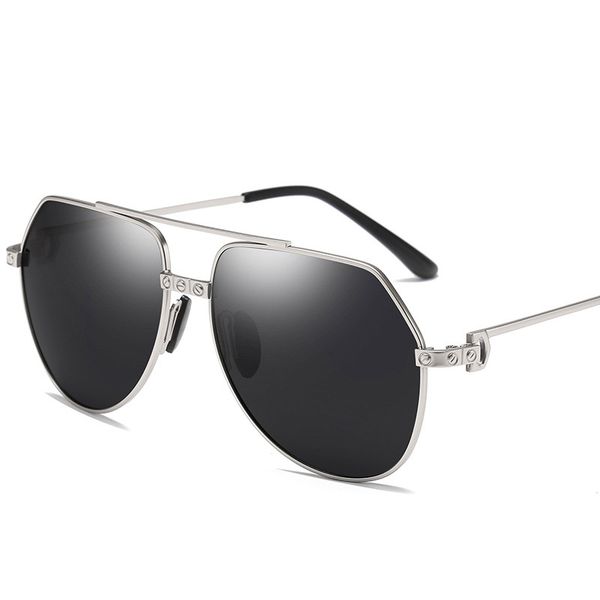 

2020 new aviation pilot sunglasses men women polarized metal frame anti-glare mirror lens fashion fishing sun glasses male gafas, White;black