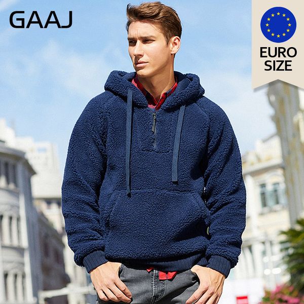 

eu us size solid hoodies jacket men streetwear winter warm mens wool fleece hoodie fashion big pockets jackets sweatshirts, Black