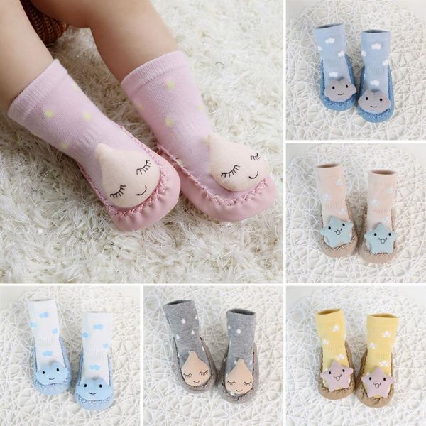 

infant baby girls boys comfortable cute cartoon socks anti-slip slipper socks sapato bebe zapatillas 0717, Black;grey