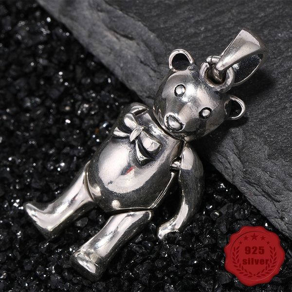 

100% 925 sterling silver pendant fashion personality wild retro simple style bear shape to send lover gift 2019 new hot