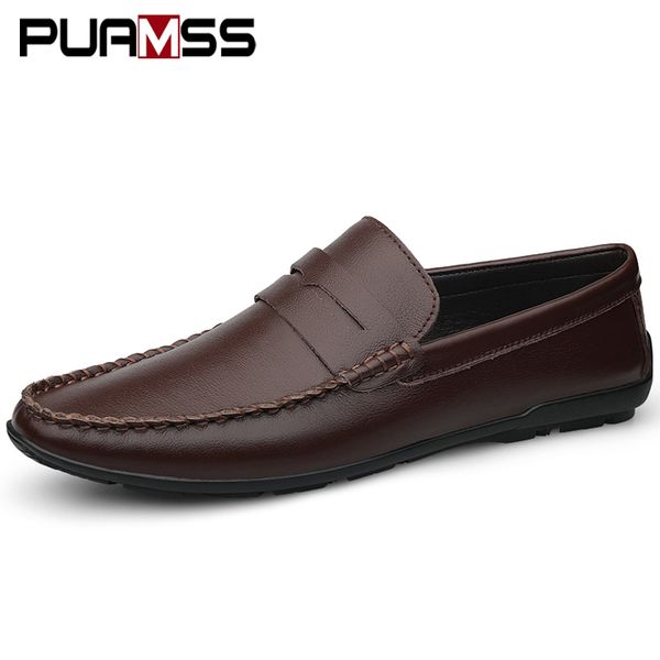 

мужчины мокасины обувь весна осень мягкие натуральная кожа обувь мужчин мокасины дышащая скольжения на драйвинг размер 38-44, Black