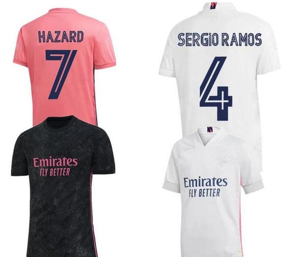 

real madrid jerseys 20 21 soccer jersey hazard sergio ramos benzema vinicius camiseta football shirts uniforms men + kids kit sets 2020 2021, Black;yellow