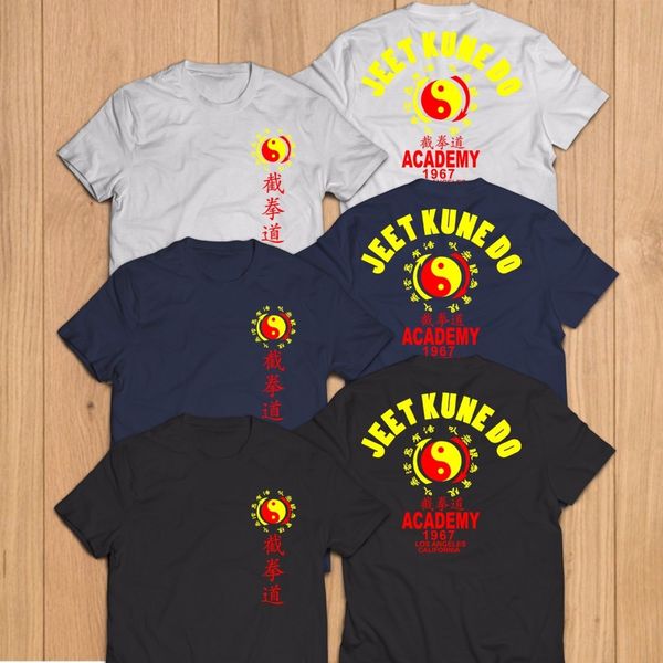 

2019 fashion 100% cotton slim fit new jeet kune do academy bruce lee martial arts kung fu wing chun t-shirt s-3xl