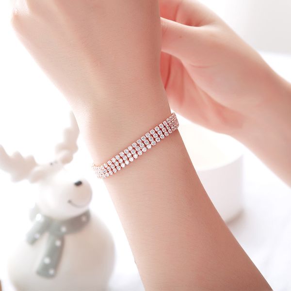 

fashion tennis bracelet cubic zirconia adjustable chain bracelet bangle for women bridal wedding jewelry charm femme gift, Black