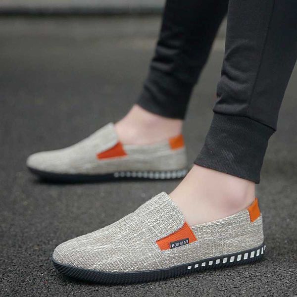 

fashion summer light breathable men casual slip-on loafers driving lazy male flats canvas shoes -235, Black