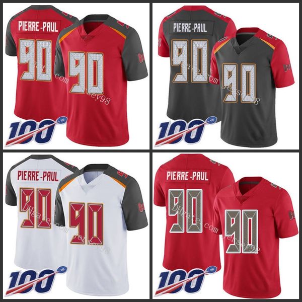 

tampa bay buccaneers gray #90 ja son pierre paul red nfl men women youth jersey, Black;red