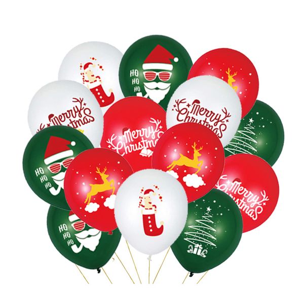 

100pcs a set foreign trade new santa claus hohoho balloon christmas printed latex 12-inch christmas printed words balloon
