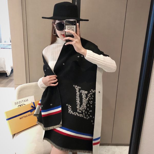 

latest sell winter cashmere scarf woman classic brand wool scarf fashion plaid scarf female-3, Blue;gray