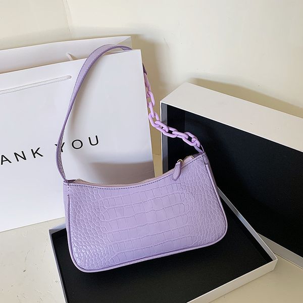 

women 2020 new trendy fashion brand ladies shoulder bag crocodile pattern solid women handbag chains pu alligator hobos
