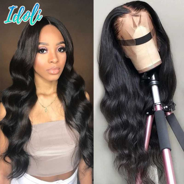 

lace wigs 13x4 front human hair brazilian body wave perruque cheveux humain for black women medium brown wig, Black;brown