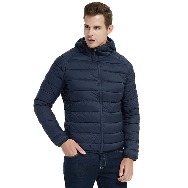 

thin cotton warm down padded winter coat cotton hooded coat jacket male, Black