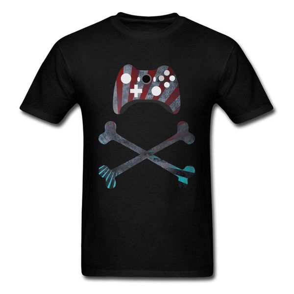 

gamers guild t-shirt men 3d game t shirt no fade print tshirt crossbones retro black cartoon tee clothes cotton breathable