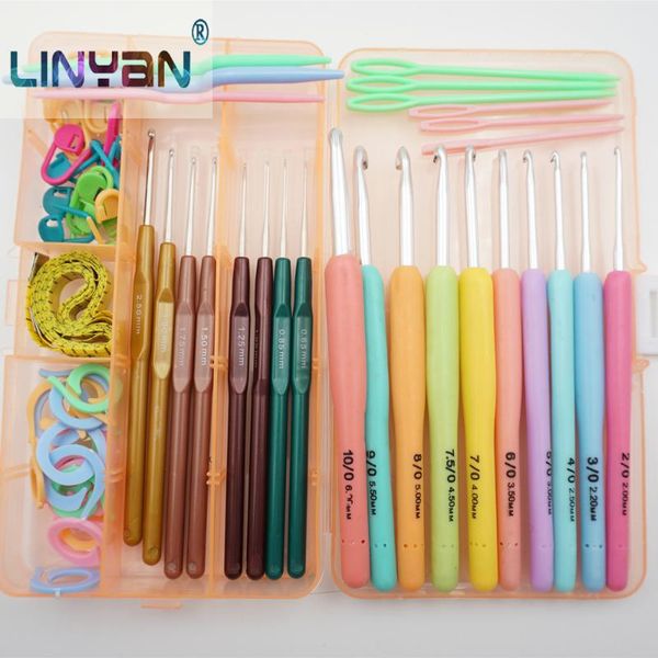 

sewing notions & tools 18 pieces crochet hook set weave craft yarn accessories tool box cross stitch needle needlework for sweater zl59, Black
