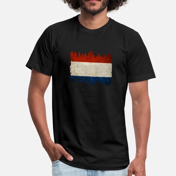 

netherlands amsterdam rotterdam holland gift t shirt men knitted tee shirt o neck standard famous building spring pictures shirt