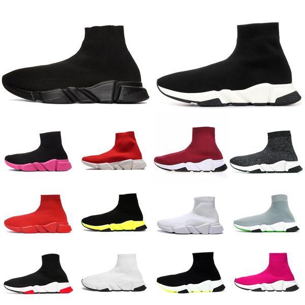 

triple white black designer sock shoes speed trainer sneakers volt pink grey green blue wine red womens mens chaussette casual shoe platform